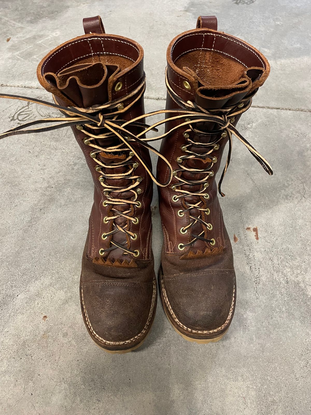 Photo by raycharleslyons on March 5, 2024 of the Frank's Boots Type 2 Highlander in Seidel Chocolate Oil Tan Roughout.