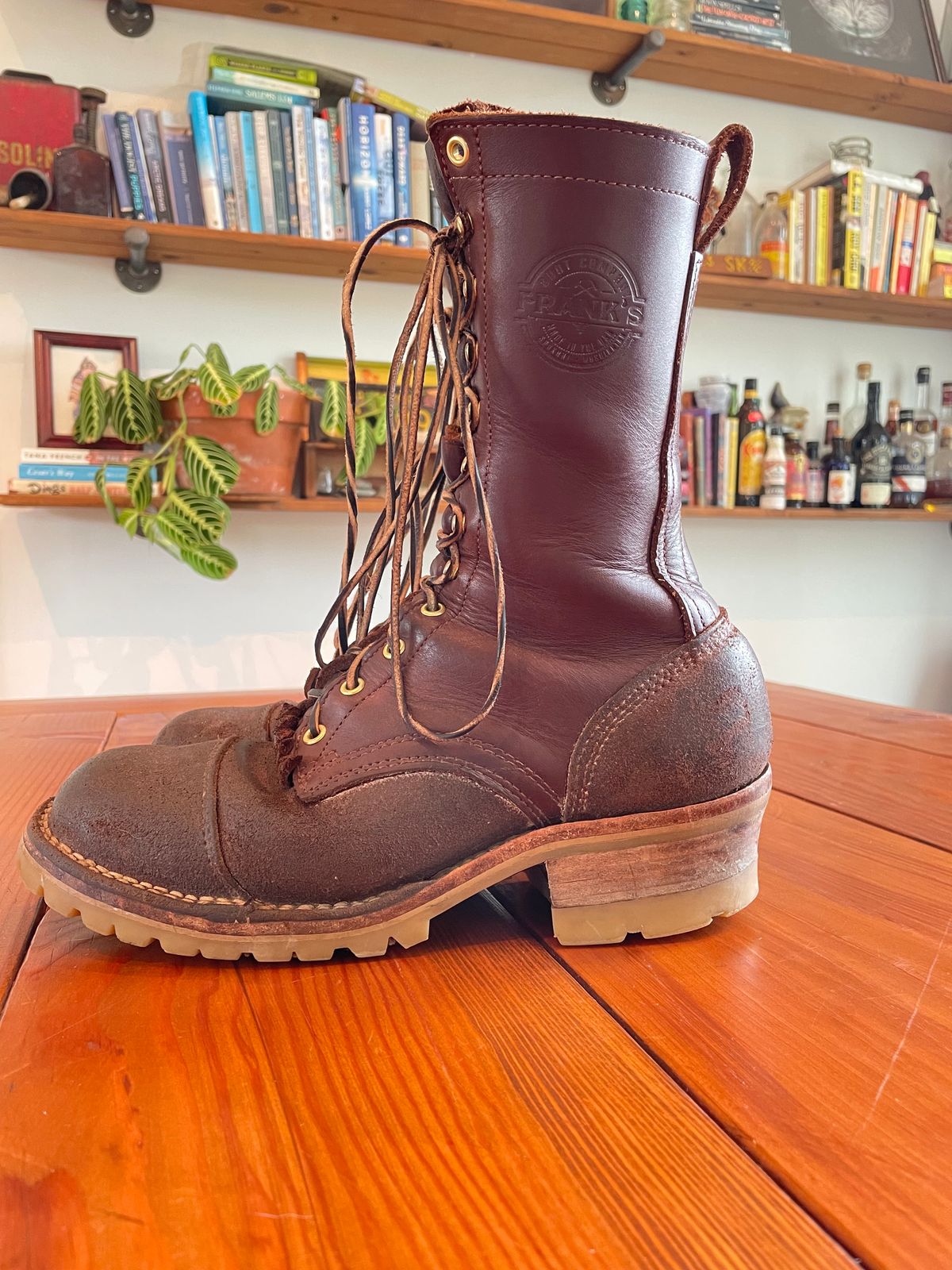 Photo by raycharleslyons on April 4, 2024 of the Frank's Boots Type 2 Highlander in Seidel Chocolate Oil Tan Roughout.