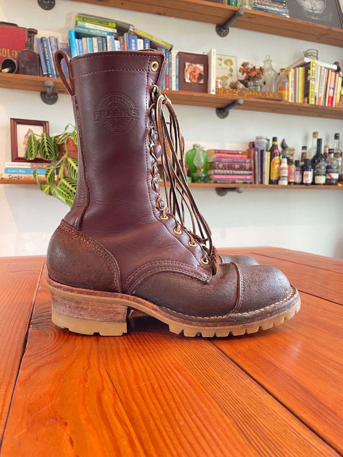 Photo by raycharleslyons on April 4, 2024 of the Frank's Boots Type 2 Highlander in Seidel Chocolate Oil Tan Roughout.