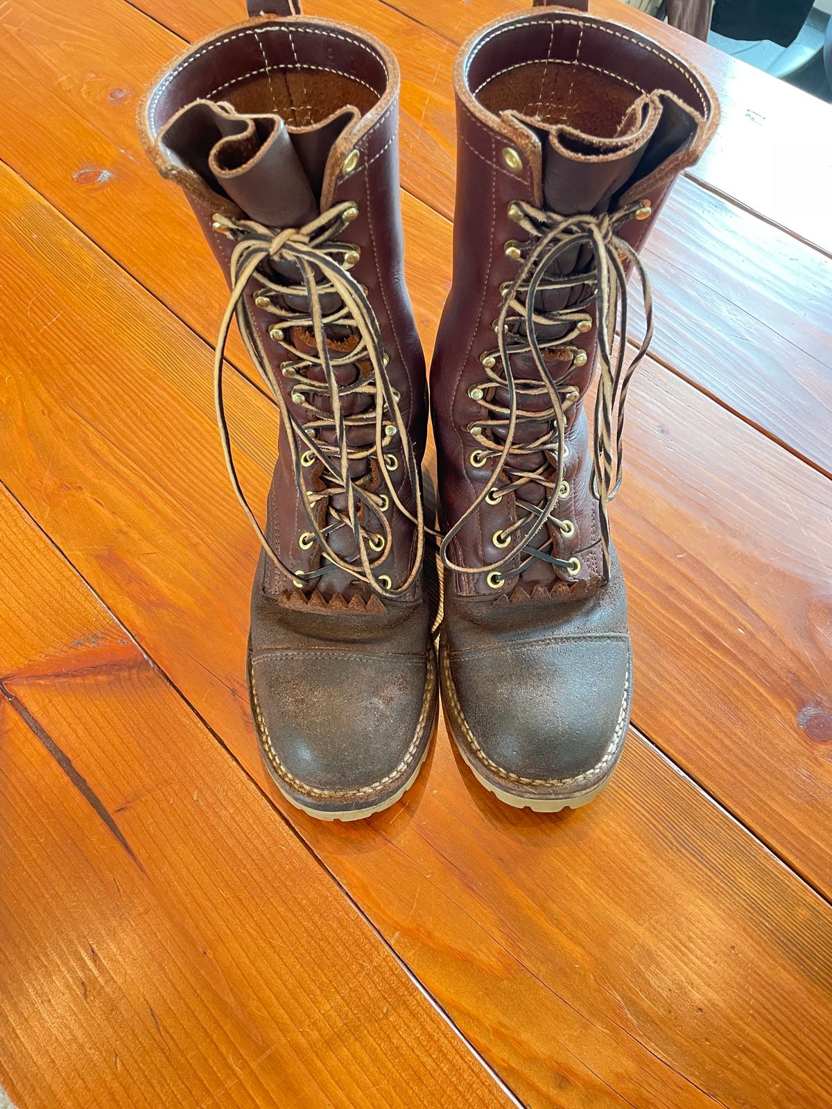 Photo by raycharleslyons on April 4, 2024 of the Frank's Boots Type 2 Highlander in Seidel Chocolate Oil Tan Roughout.