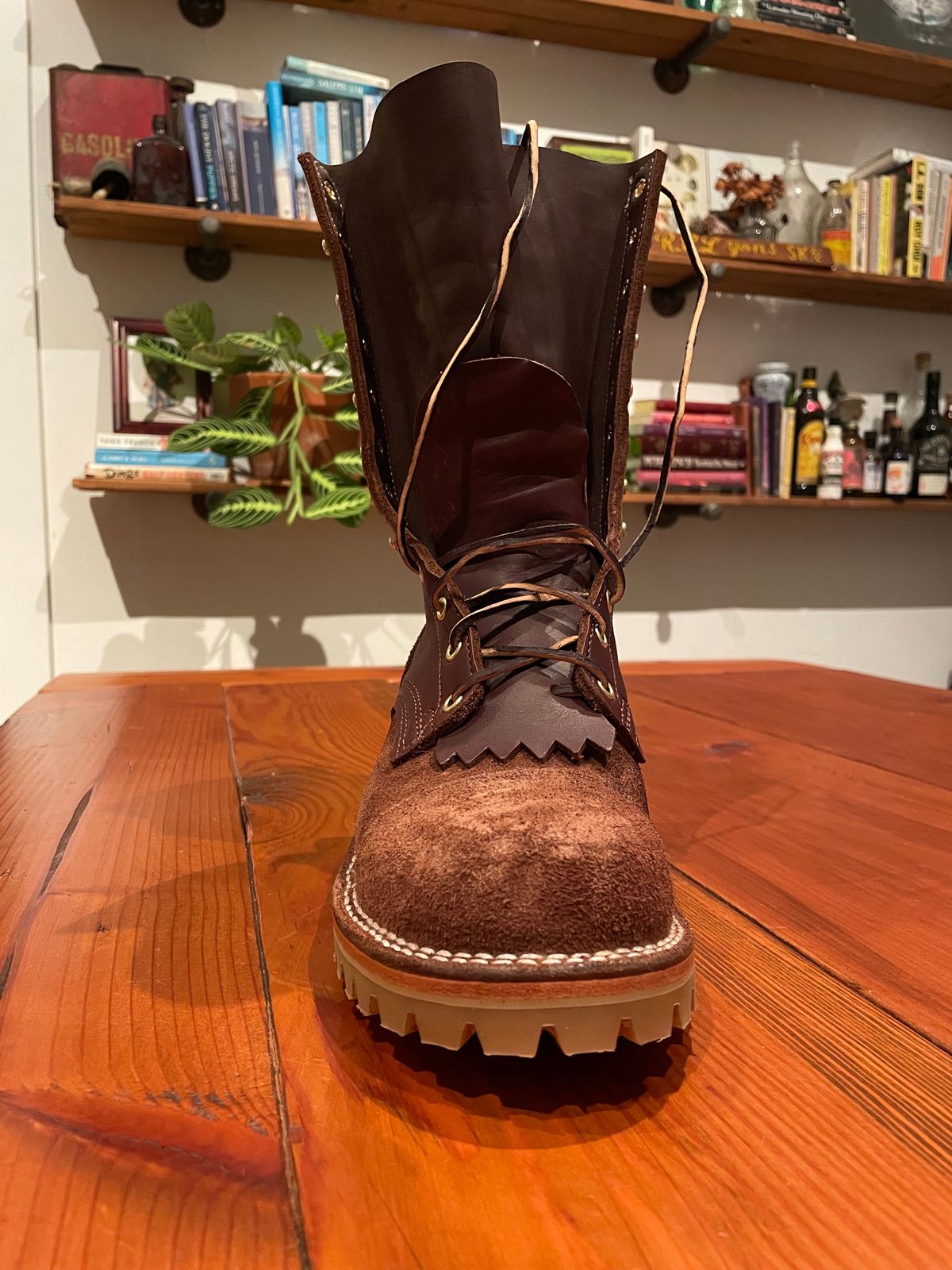 Photo by raycharleslyons on October 6, 2023 of the Frank's Boots Type 2 Highlander in Seidel Chocolate Oil Tan Roughout.
