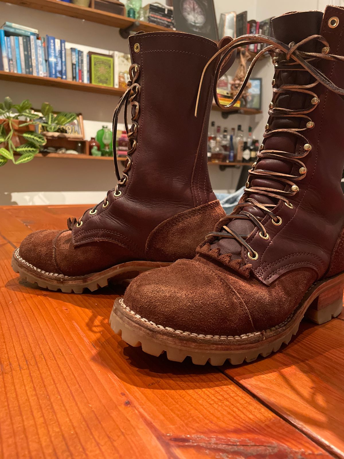 Photo by raycharleslyons on October 7, 2023 of the Frank's Boots Type 2 Highlander in Seidel Chocolate Oil Tan Roughout.