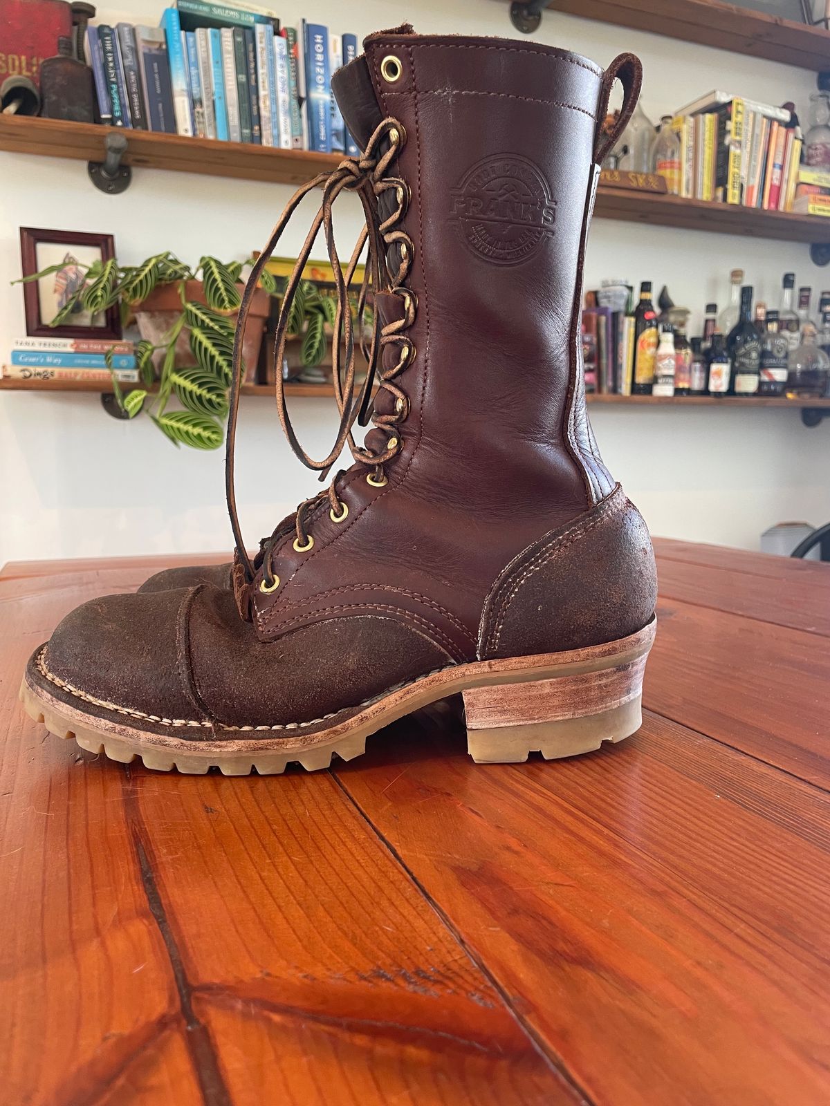Photo by raycharleslyons on November 4, 2023 of the Frank's Boots Type 2 Highlander in Seidel Chocolate Oil Tan Roughout.