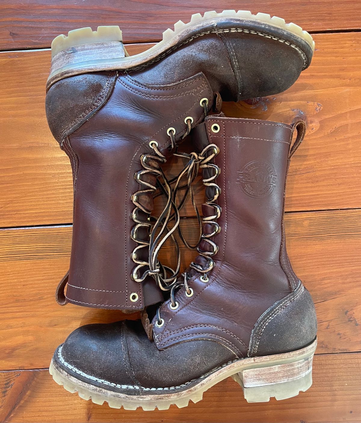 Photo by raycharleslyons on November 4, 2023 of the Frank's Boots Type 2 Highlander in Seidel Chocolate Oil Tan Roughout.