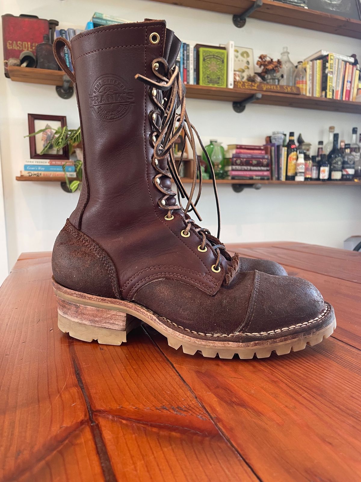 Photo by raycharleslyons on November 4, 2023 of the Frank's Boots Type 2 Highlander in Seidel Chocolate Oil Tan Roughout.