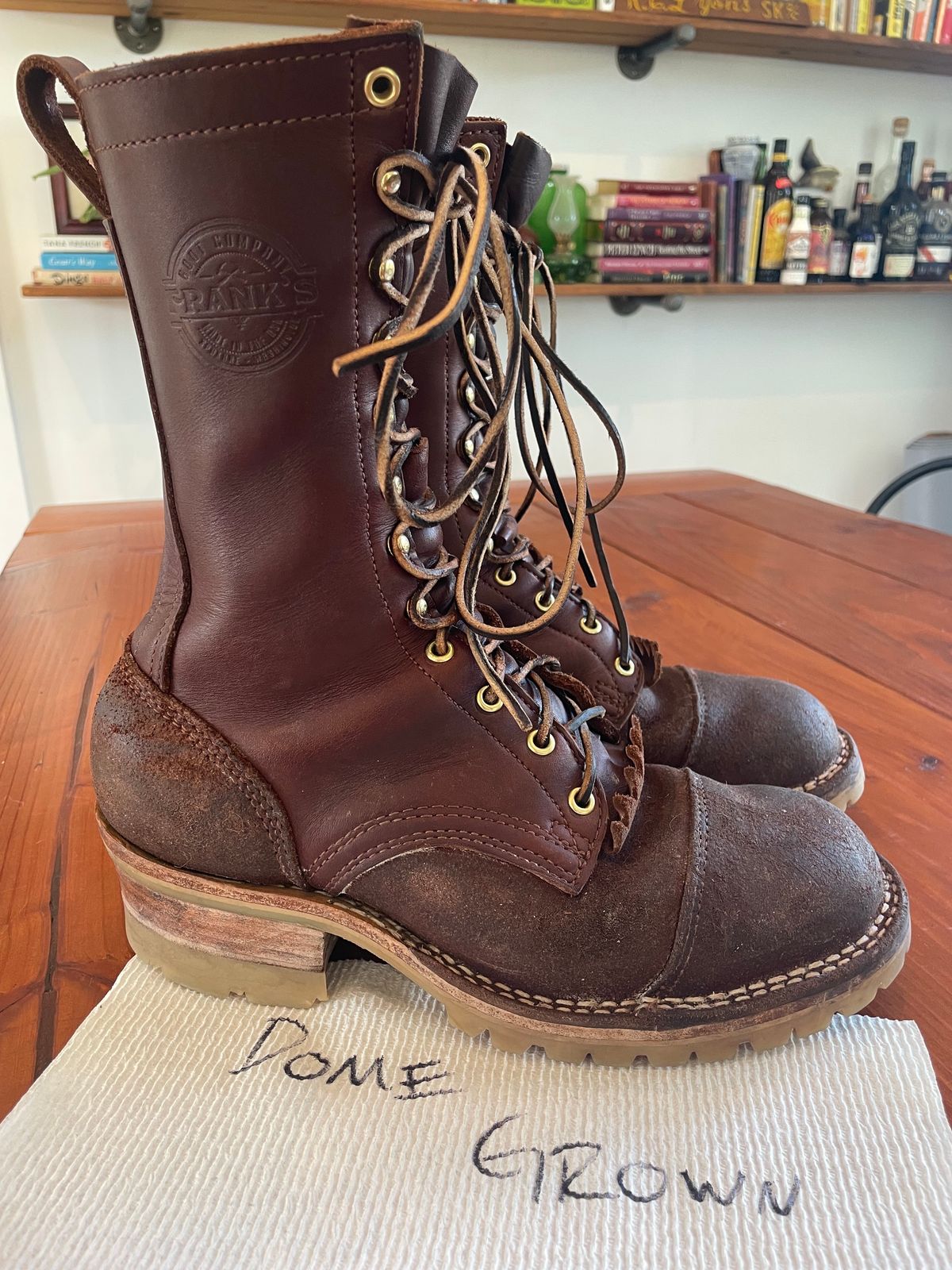Photo by raycharleslyons on November 4, 2023 of the Frank's Boots Type 2 Highlander in Seidel Chocolate Oil Tan Roughout.