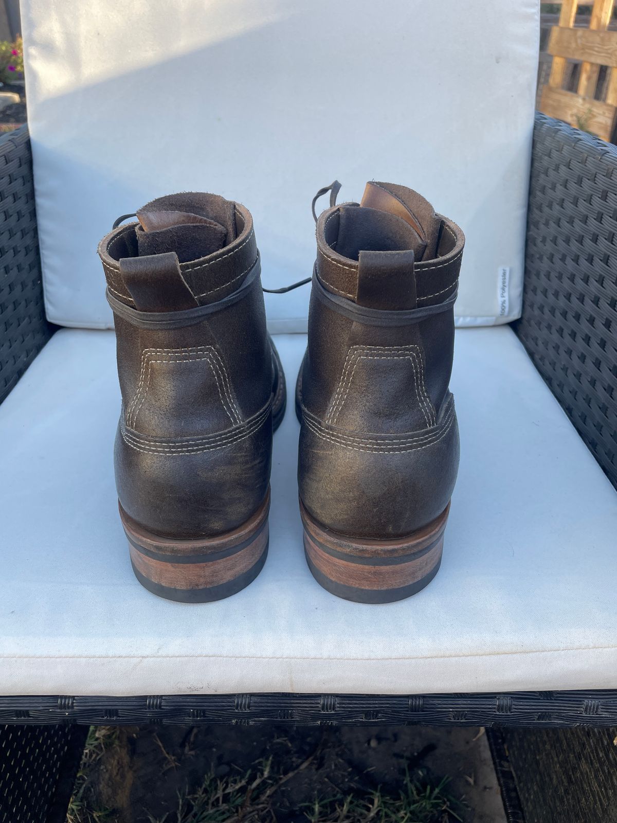 Photo by Mikejones100 on November 3, 2022 of the White's Unlisted Model in Horween Olive Waxed Flesh.
