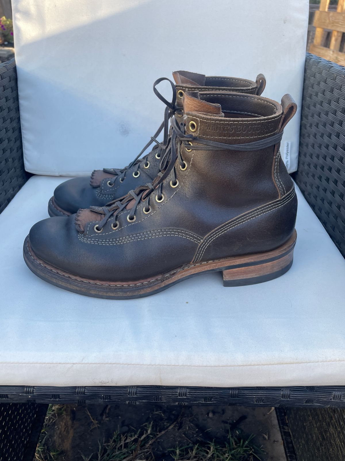 Photo by Mikejones100 on November 3, 2022 of the White's Unlisted Model in Horween Olive Waxed Flesh.