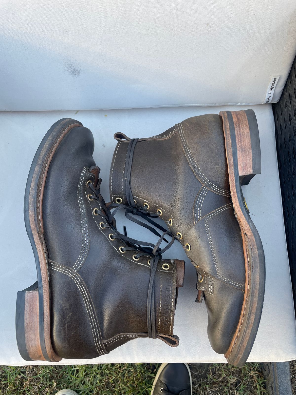 Photo by Mikejones100 on November 3, 2022 of the White's Unlisted Model in Horween Olive Waxed Flesh.