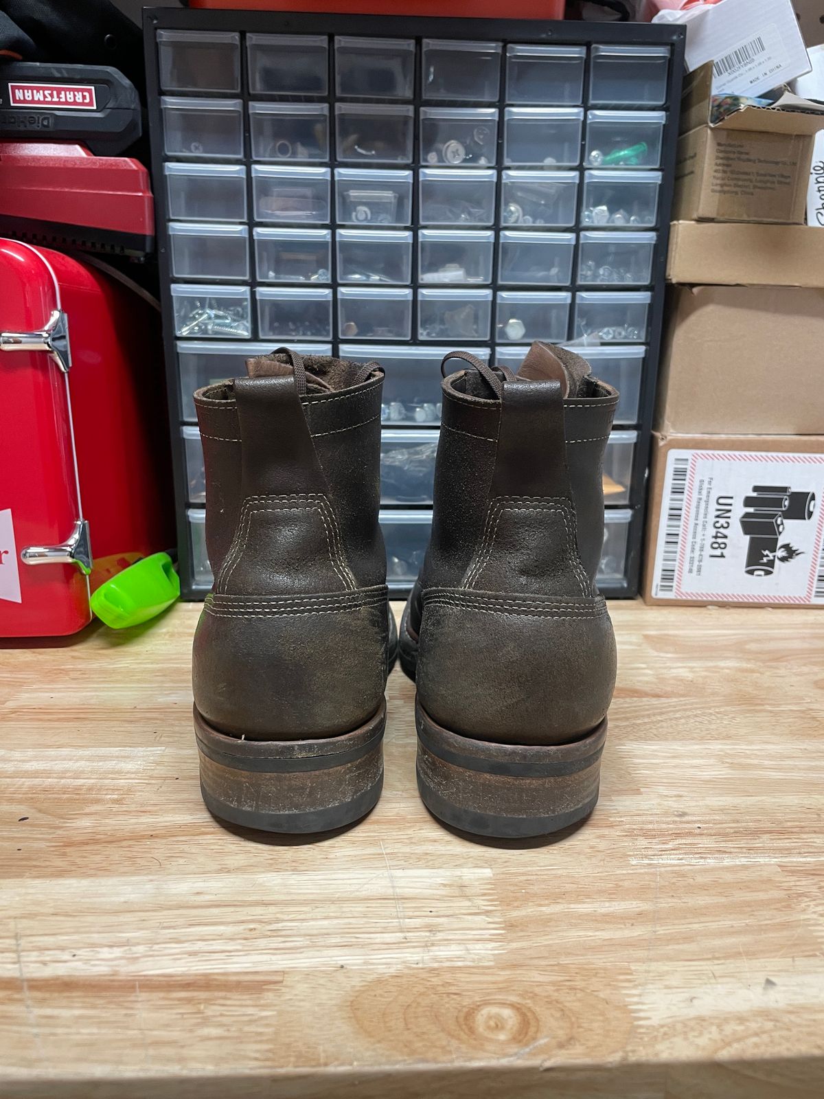 Photo by Mikejones100 on February 5, 2023 of the White's Unlisted Model in Horween Olive Waxed Flesh.