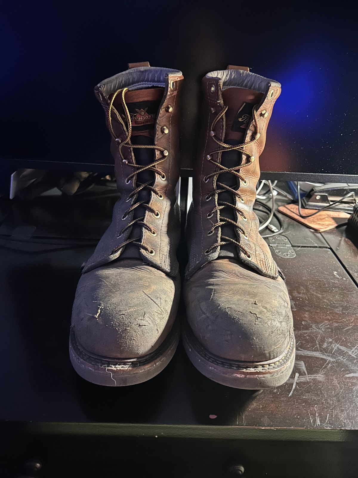 Photo by Mikejones100 on February 5, 2024 of the Thorogood 8" Plain Toe in Tobacco Gladiator Oil-Tanned.