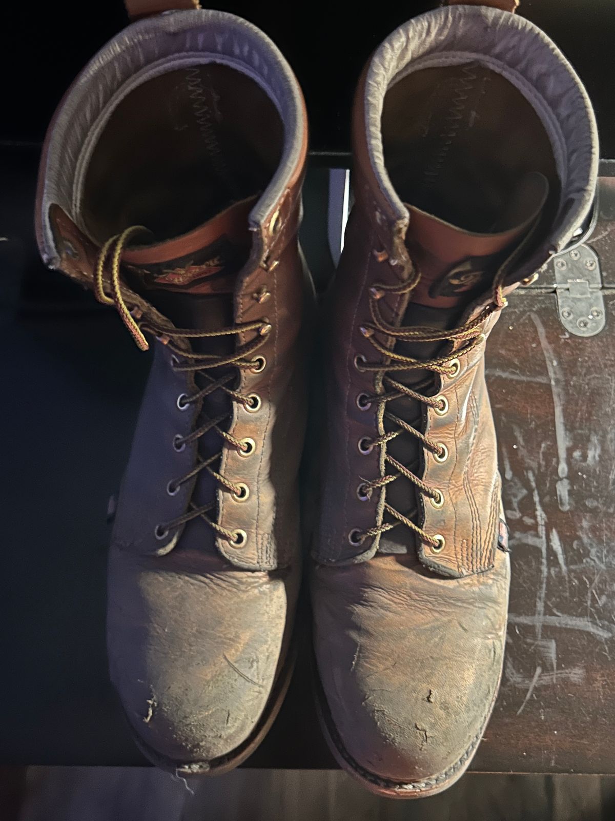 Photo by Mikejones100 on February 5, 2024 of the Thorogood 8" Plain Toe in Tobacco Gladiator Oil-Tanned.