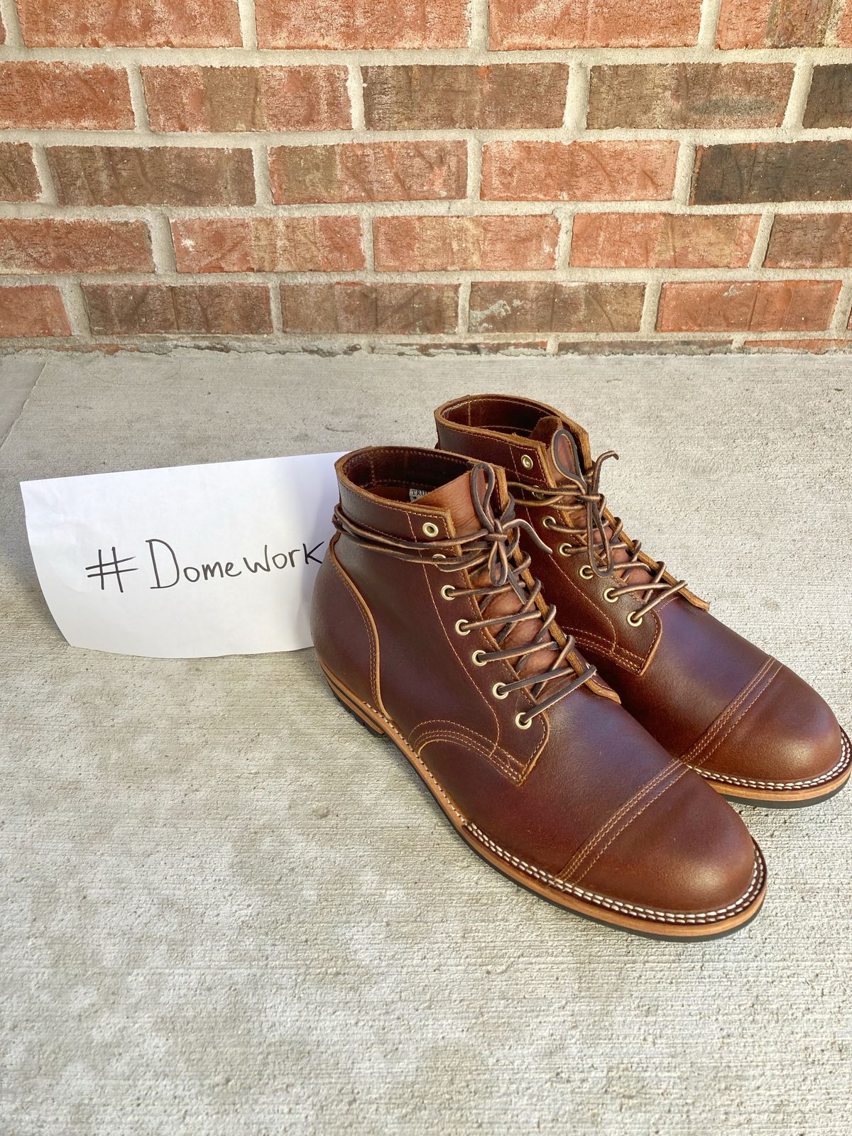 Photo by Indy.Ben2 on October 1, 2022 of the Truman Service Boot in Horween Chestnut Waxed Flesh.