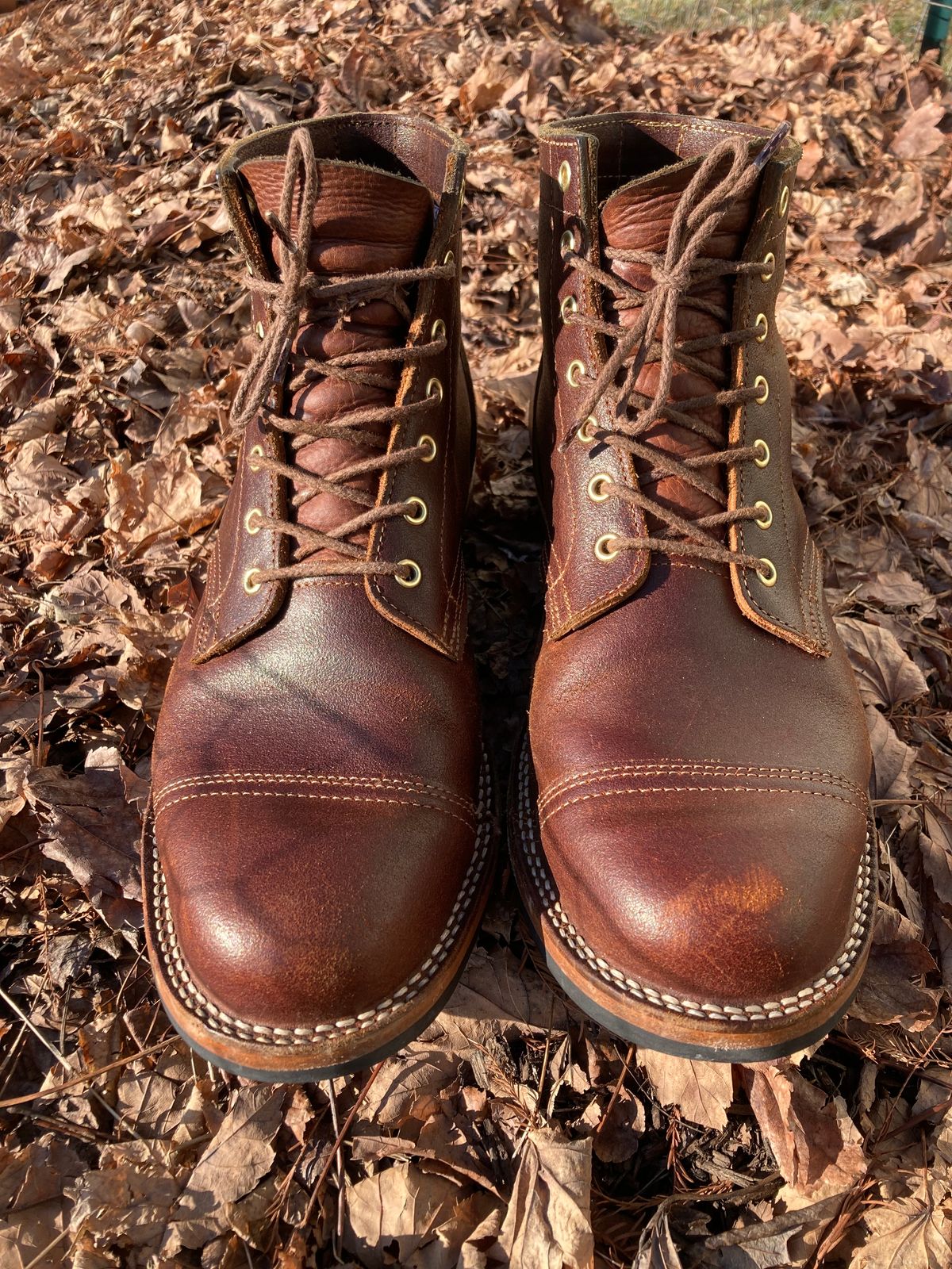 Photo by Indy.Ben2 on February 4, 2023 of the Truman Service Boot in Horween Chestnut Waxed Flesh.