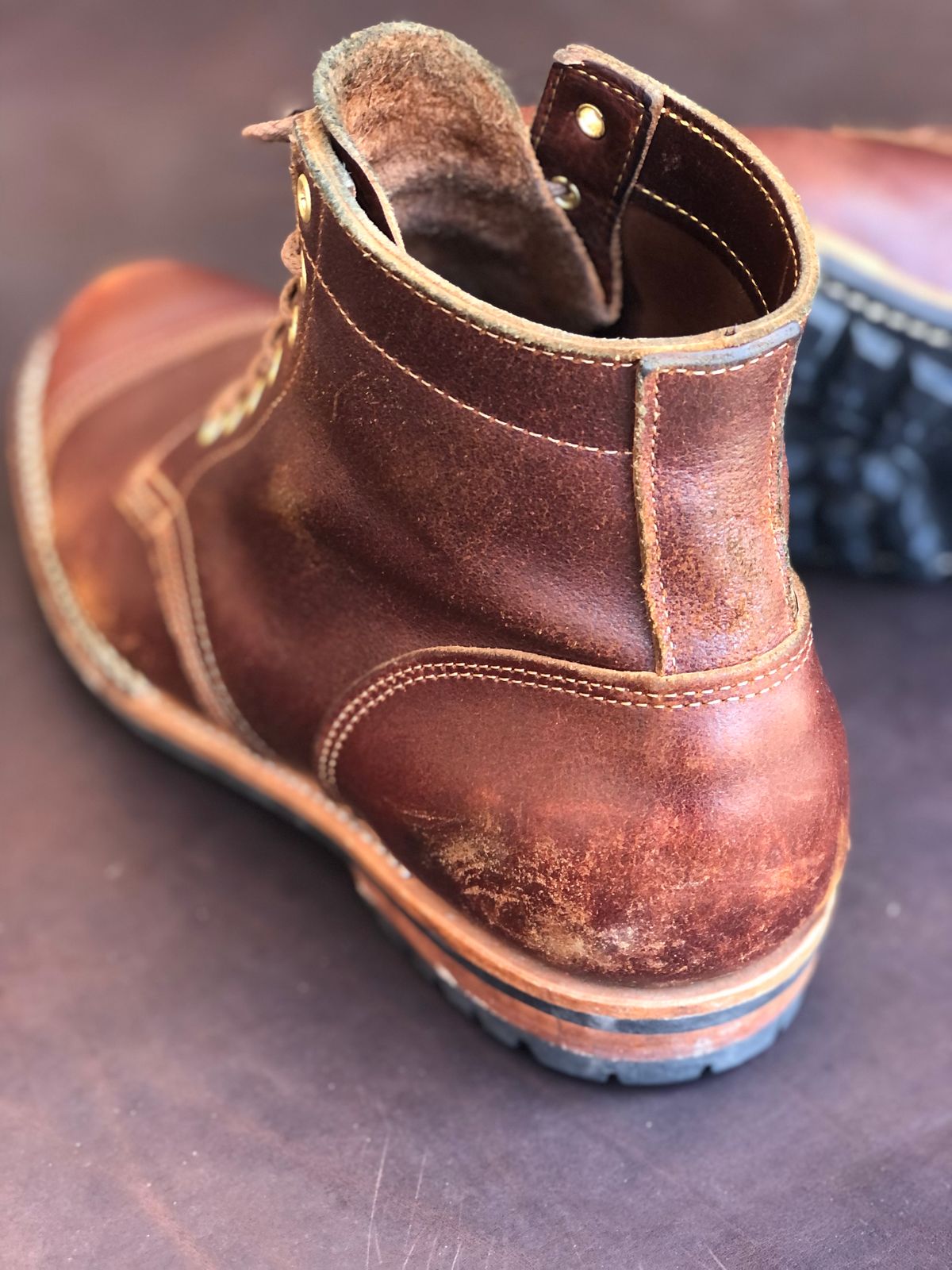 Photo by Indy.Ben2 on April 2, 2023 of the Truman Service Boot in Horween Chestnut Waxed Flesh.
