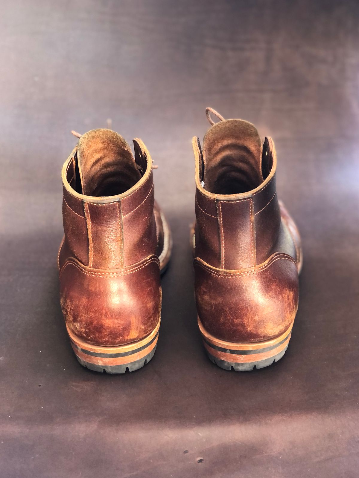 Photo by Indy.Ben2 on April 2, 2023 of the Truman Service Boot in Horween Chestnut Waxed Flesh.