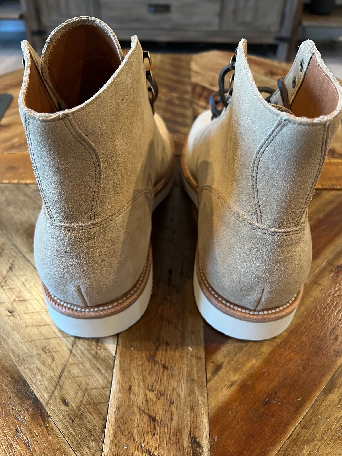 Photo by DMSR64 on October 1, 2023 of the Grant Stone Diesel Boot in C.F. Stead Tan Repello Calf Suede.