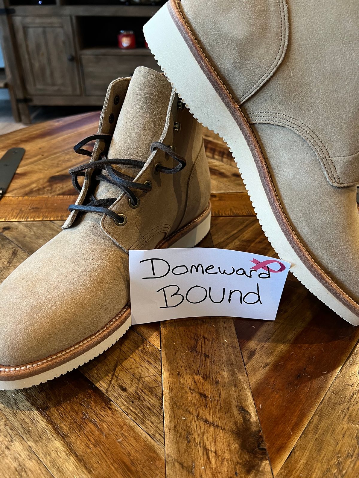 Photo by DMSR64 on October 1, 2023 of the Grant Stone Diesel Boot in C.F. Stead Tan Repello Calf Suede.