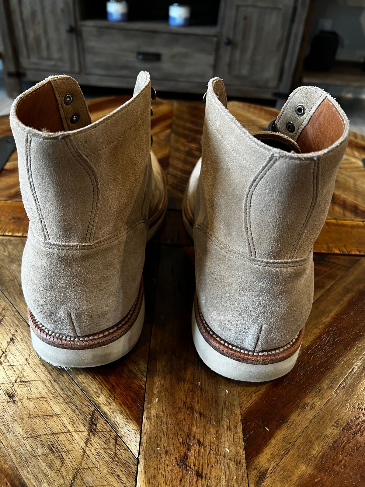 Photo by DMSR64 on January 2, 2024 of the Grant Stone Diesel Boot in C.F. Stead Tan Repello Calf Suede.