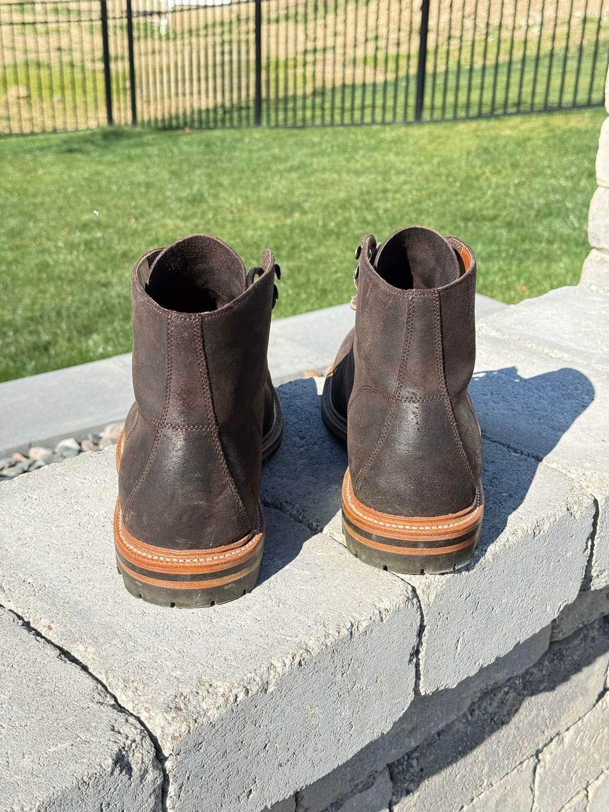 Photo by DMSR64 on November 2, 2024 of the Grant Stone Brass Boot in C.F. Stead Earth Waxy Commander Suede.