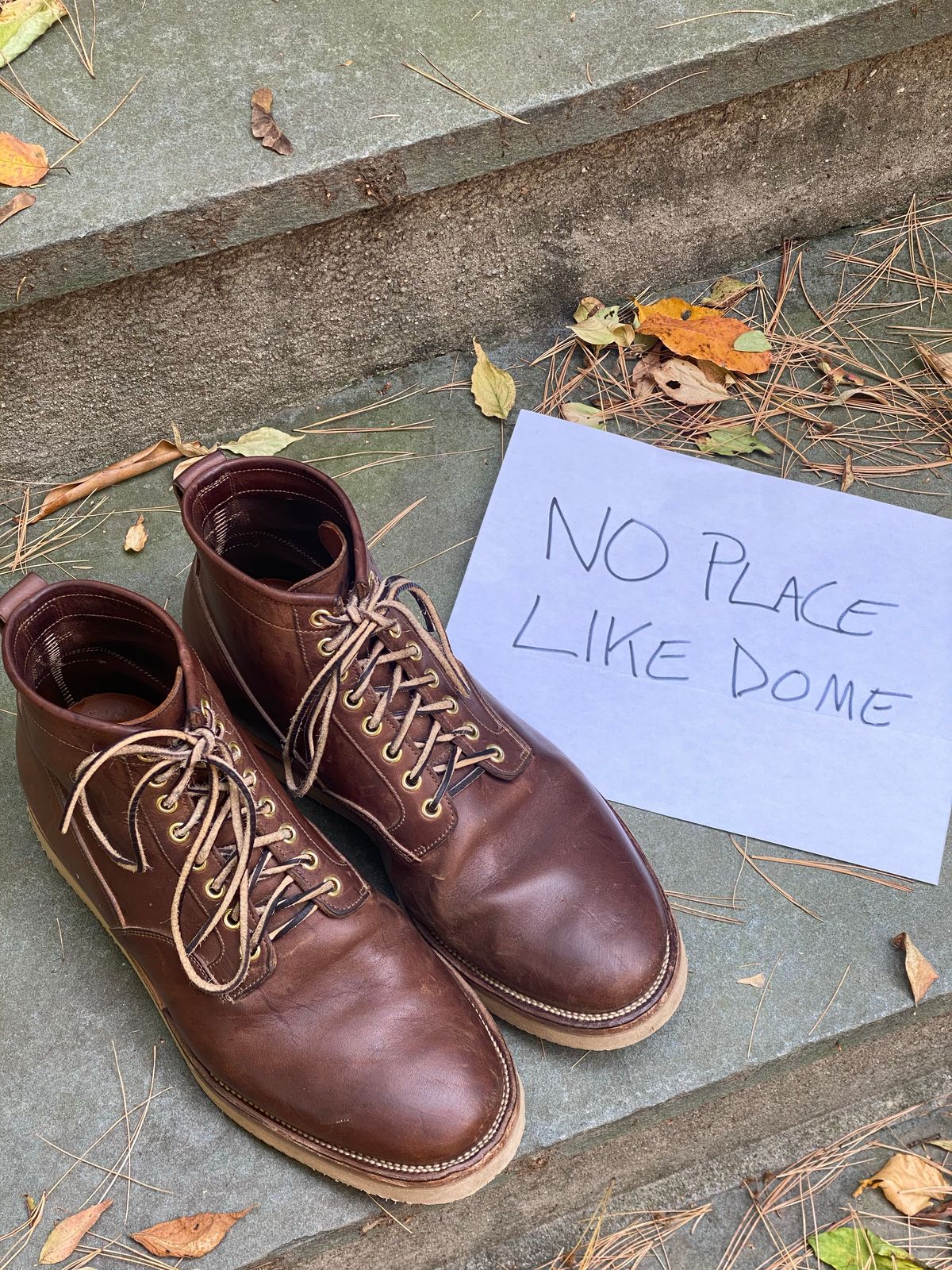Photo by stitchdown on November 2, 2022 of the Viberg Scout Boot in Horween Crust Natural M's Workshoe Butt.