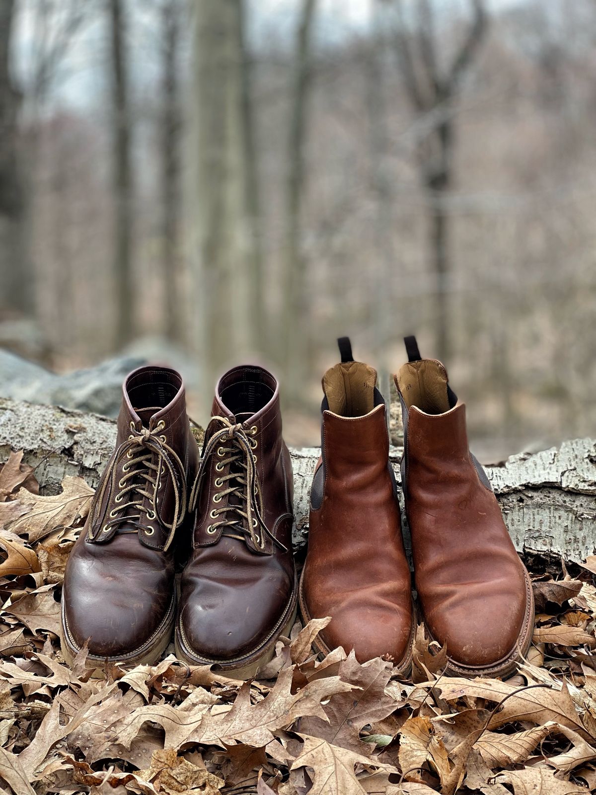 Photo by stitchdown on April 1, 2023 of the Viberg Scout Boot in Horween Crust Natural M's Workshoe Butt.