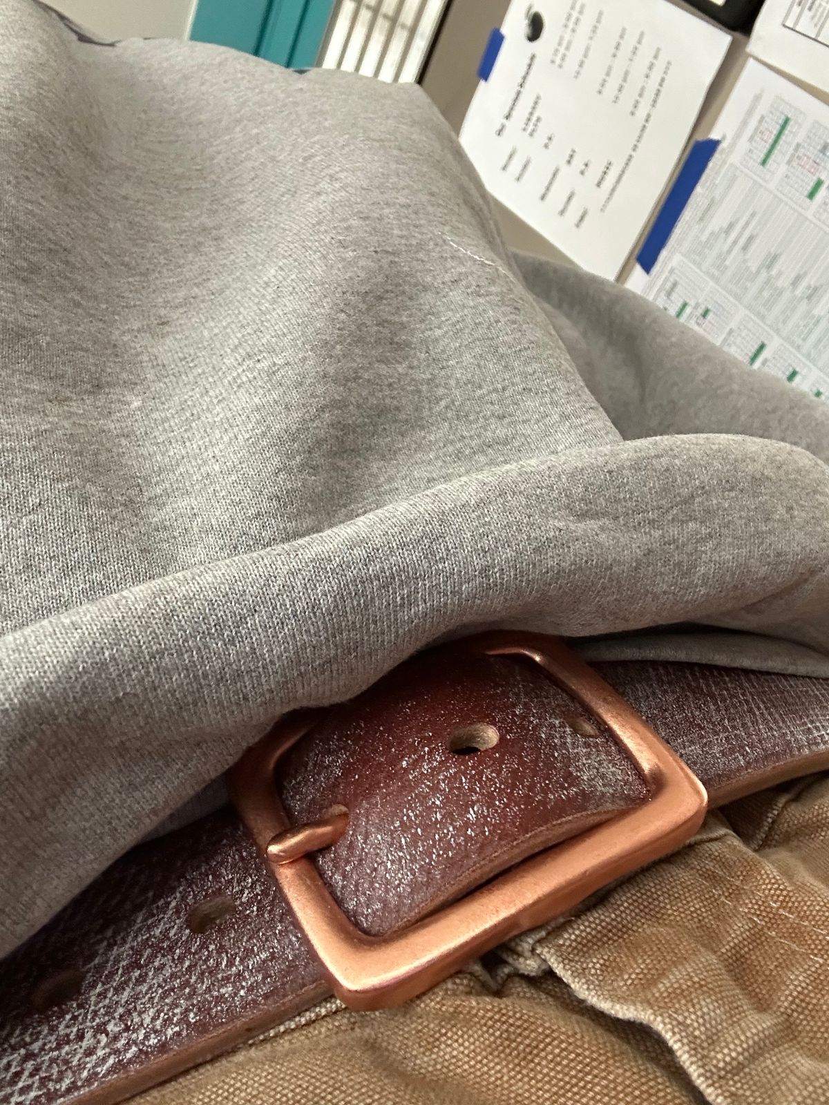 Photo by stitchdown on October 1, 2025 of the Titletown Goods Garrison Belt in J&FJ Baker Australian Nut Hatchgrain Bridle.