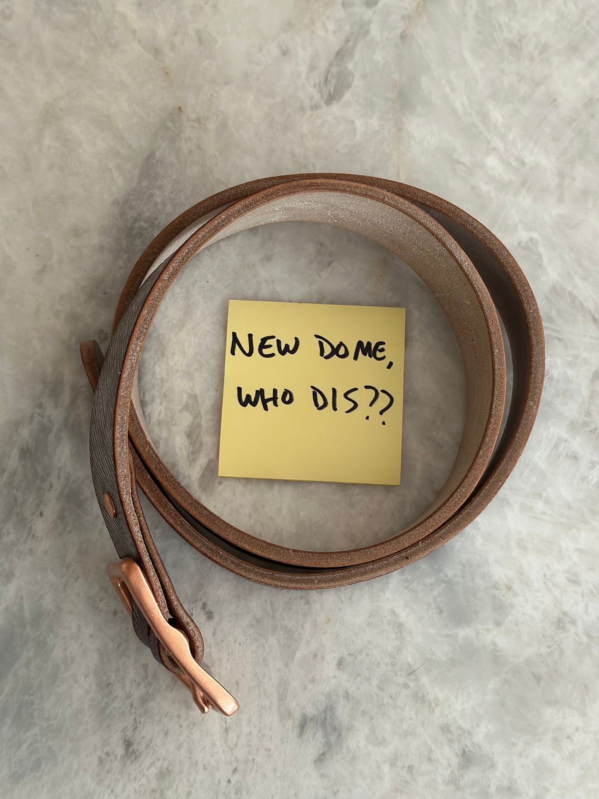 Photo by stitchdown on September 30, 2025 of the Titletown Goods Garrison Belt in J&FJ Baker Australian Nut Hatchgrain Bridle.