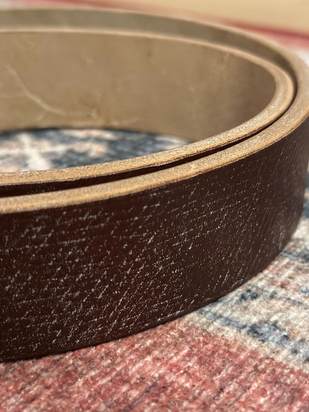 Photo by stitchdown on November 6, 2025 of the Titletown Goods Garrison Belt in J&FJ Baker Australian Nut Hatchgrain Bridle.