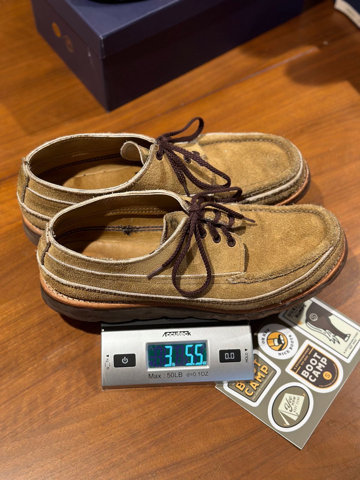 Photo by stitchdown on March 5, 2024 of the Russell Moccasin Co. Fishing Oxford in Tan Laramie Suede.