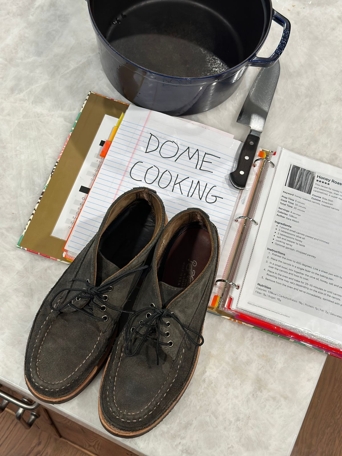 Photo by stitchdown on October 31, 2025 of the Russell Moccasin Co. Sporting Clays Chukka in Horween Marine Field Roughout.