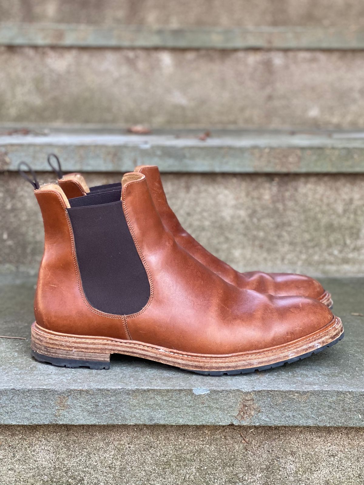 Photo by stitchdown on February 1, 2023 of the Rider Boot Co. Fritz in Maryam Toscanello Horsebutt.