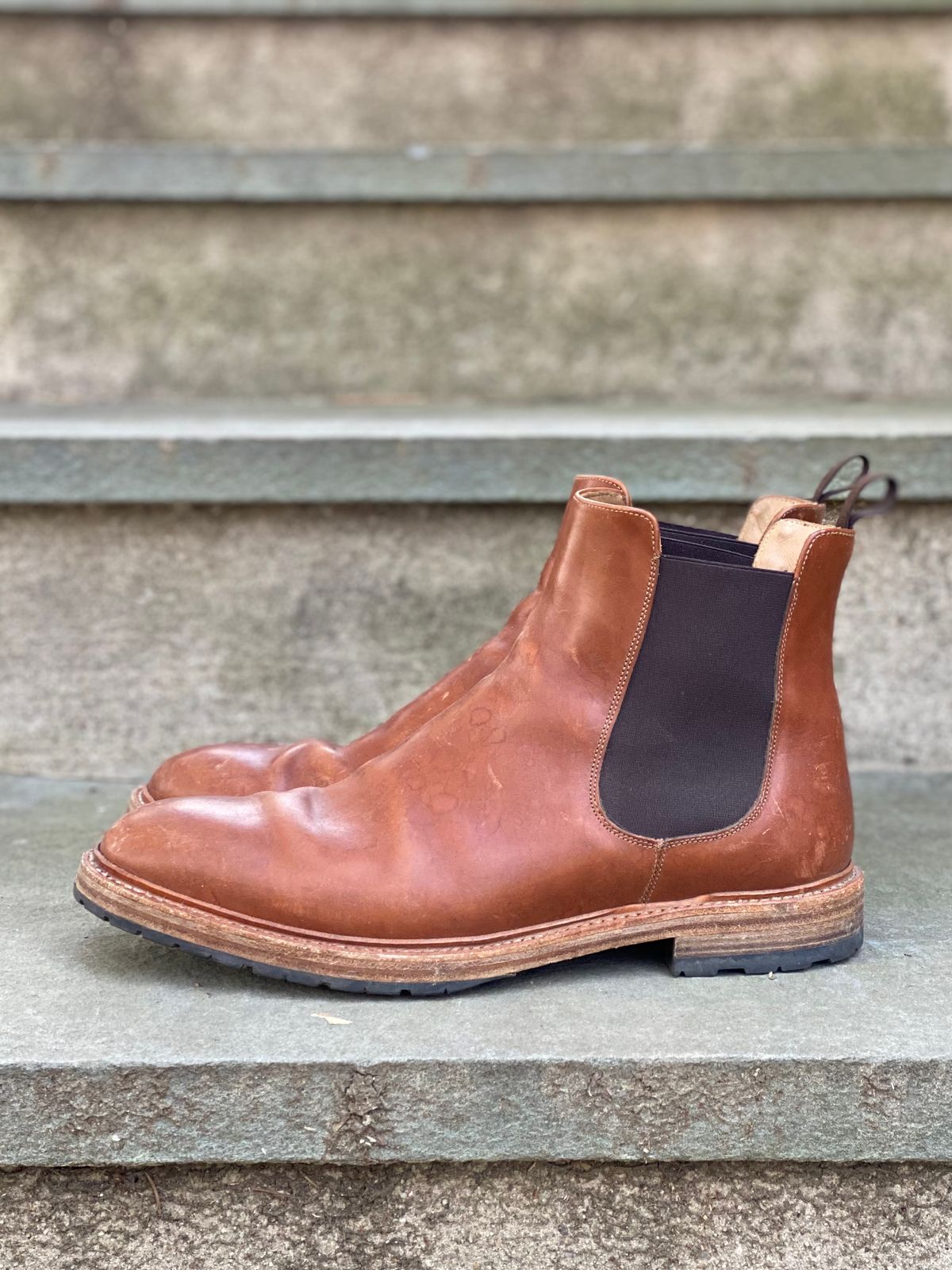 Photo by stitchdown on March 4, 2023 of the Rider Boot Co. Fritz in Maryam Toscanello Horsebutt.