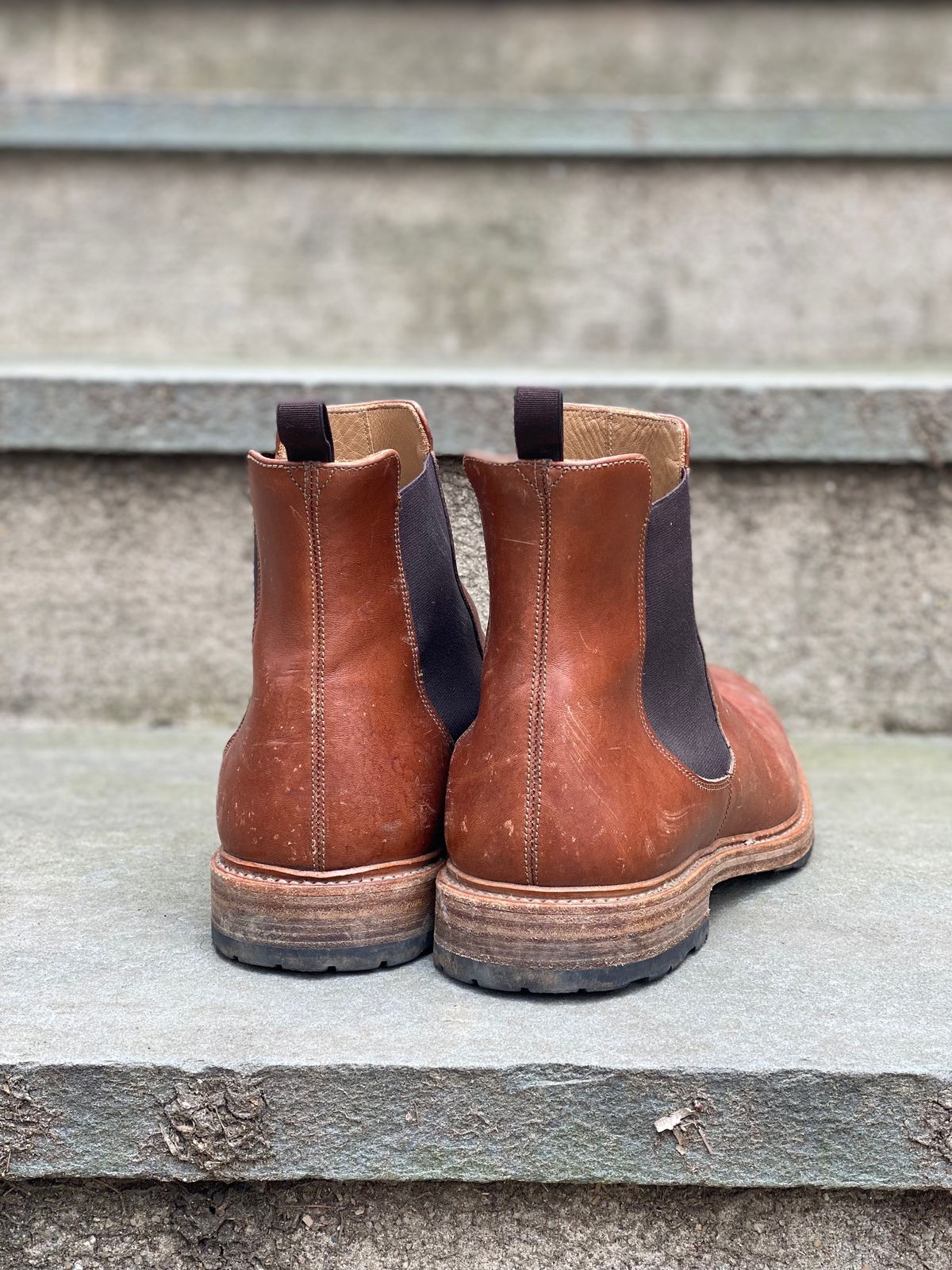 Photo by stitchdown on April 5, 2023 of the Rider Boot Co. Fritz in Maryam Toscanello Horsebutt.