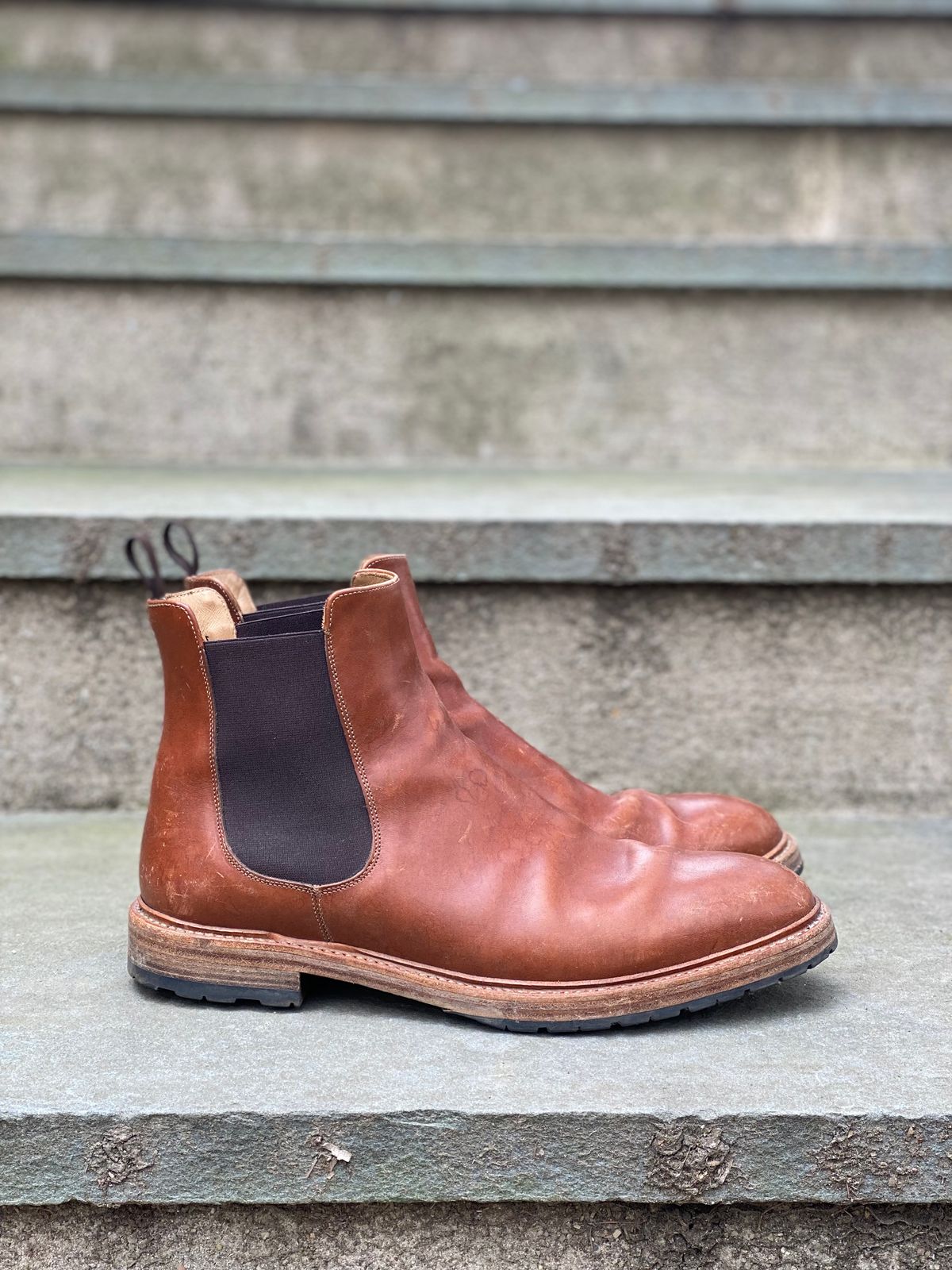 Photo by stitchdown on April 5, 2023 of the Rider Boot Co. Fritz in Maryam Toscanello Horsebutt.
