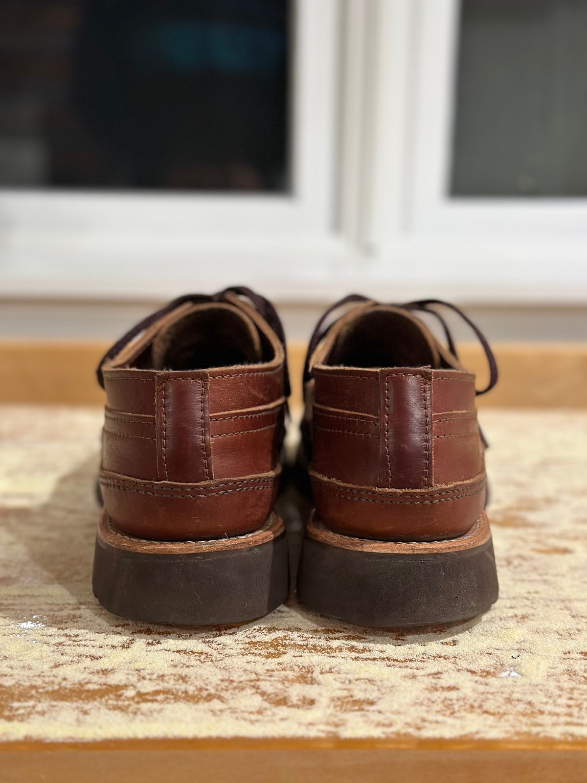 Photo by stitchdown on February 6, 2025 of the Russell Moccasin Co. Fishing Oxford in Seidel British Tan Double Shot.