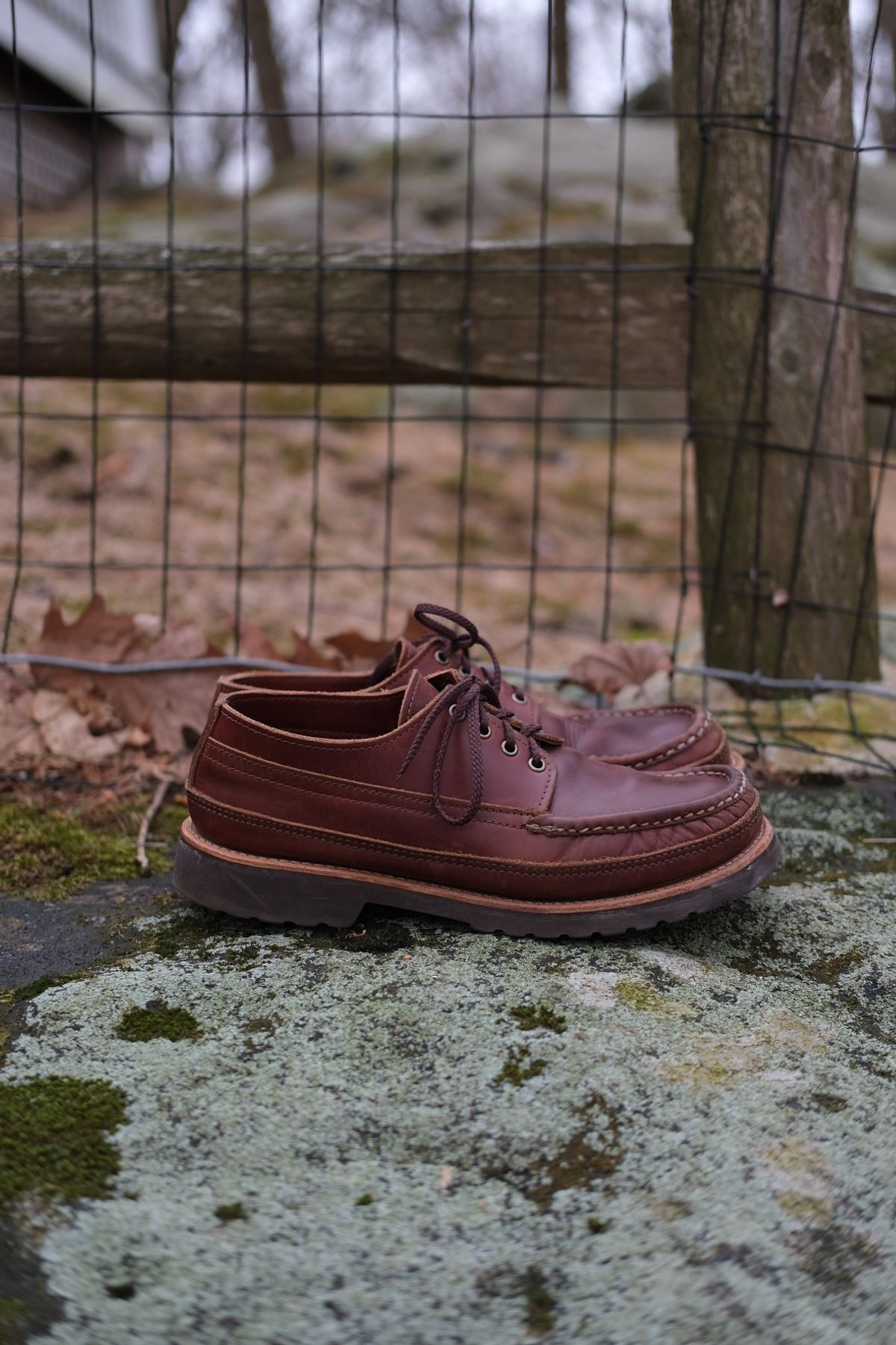 Photo by stitchdown on March 5, 2025 of the Russell Moccasin Co. Fishing Oxford in Seidel British Tan Double Shot.
