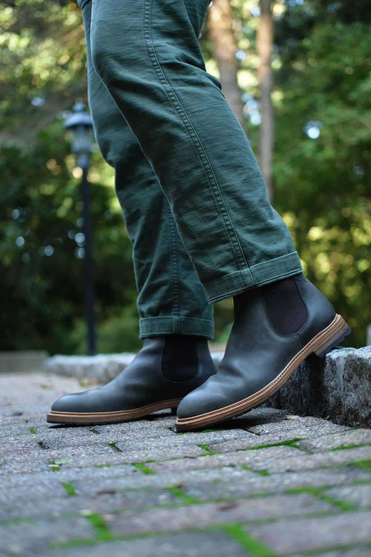 Photo by stitchdown on October 2, 2023 of the Rider Boot Co. Fritz in Maryam Waxy Salvia Horsebutt.