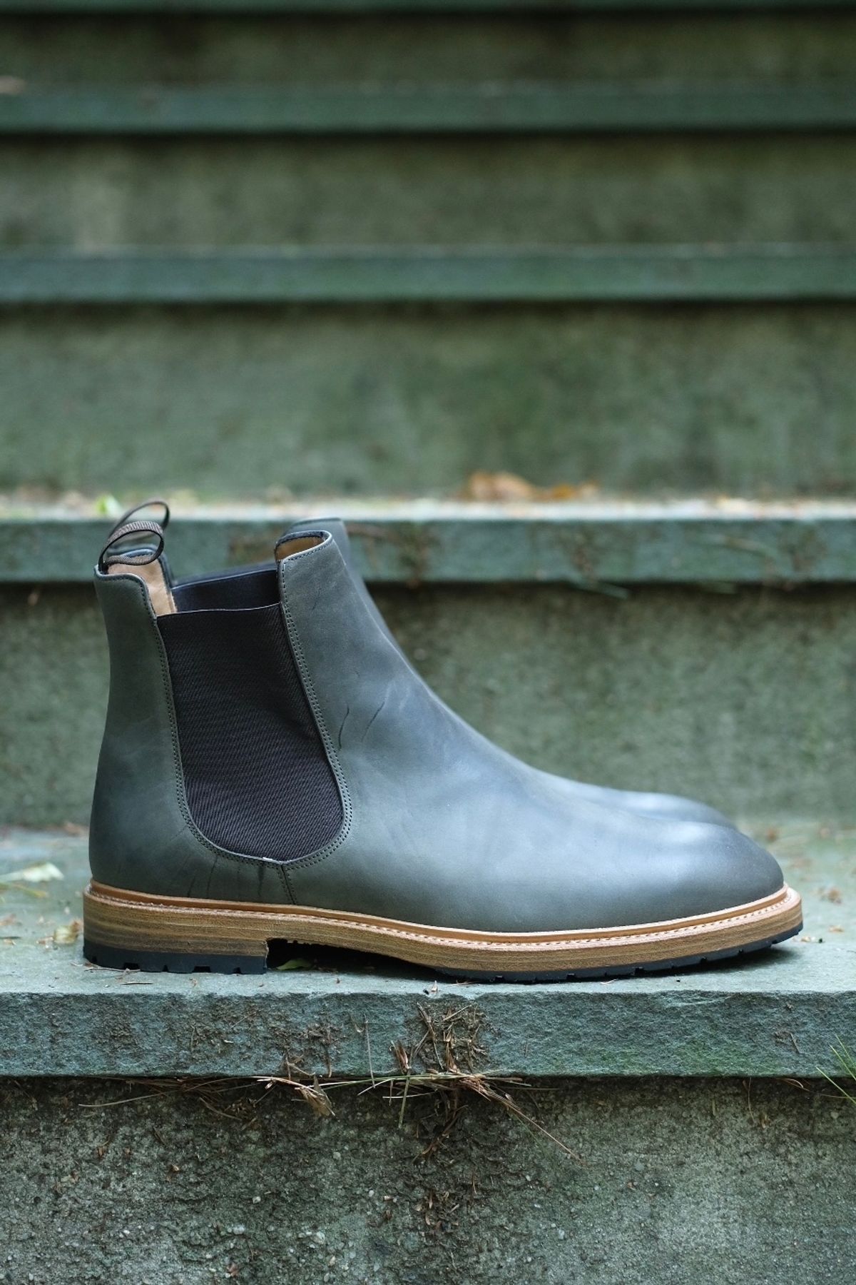 Photo by stitchdown on October 2, 2023 of the Rider Boot Co. Fritz in Maryam Waxy Salvia Horsebutt.