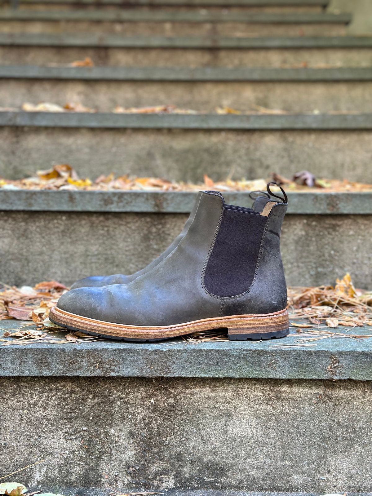 Photo by stitchdown on November 2, 2023 of the Rider Boot Co. Fritz in Maryam Waxy Salvia Horsebutt.