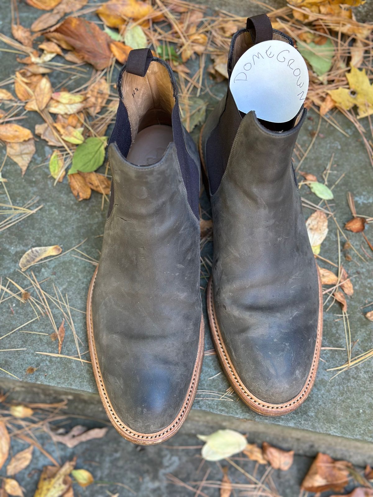 Photo by stitchdown on November 2, 2023 of the Rider Boot Co. Fritz in Maryam Waxy Salvia Horsebutt.