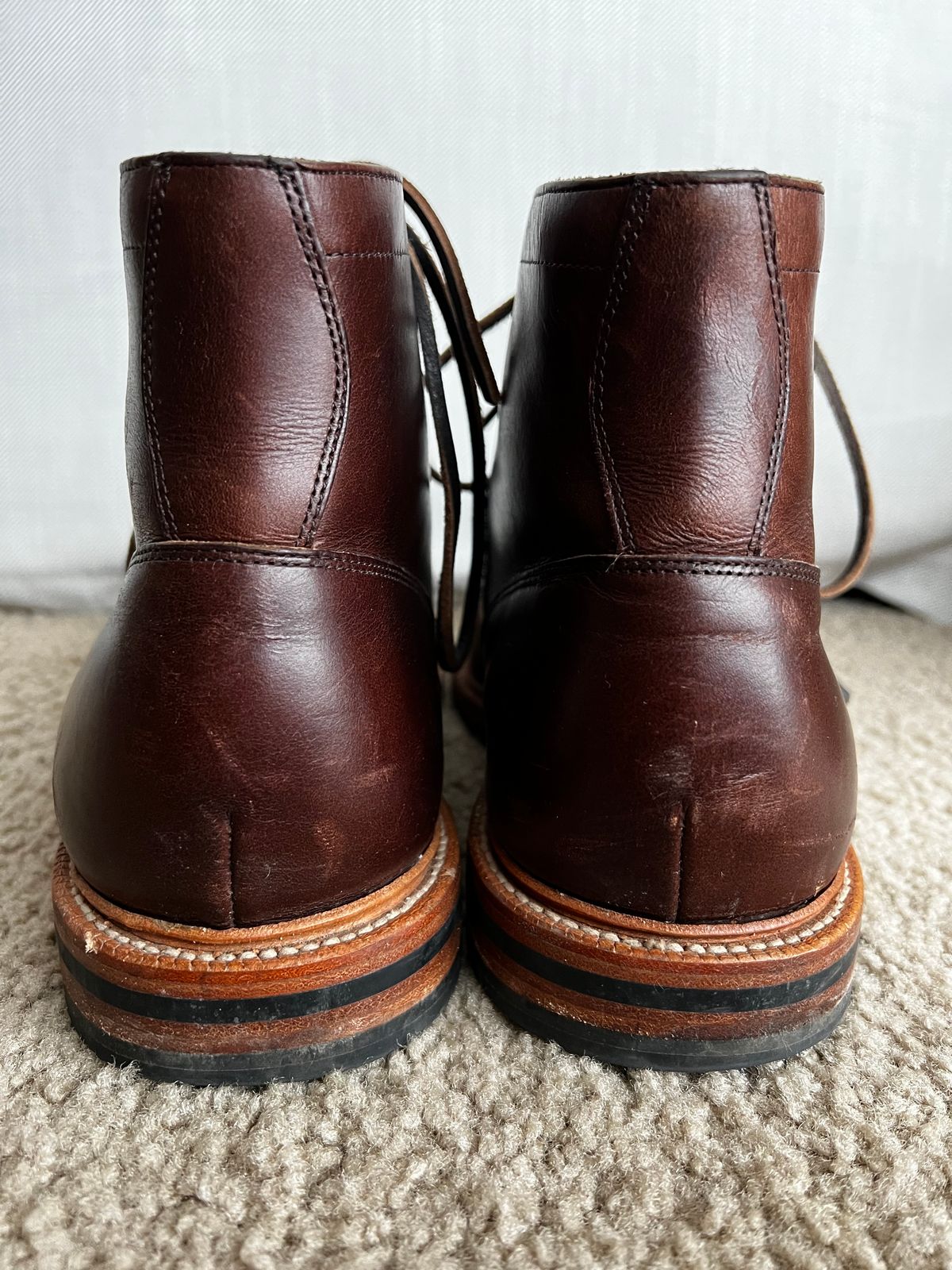 Photo by josiahmayo on January 4, 2023 of the Grant Stone Diesel Boot in Horween Crimson Chromexcel.