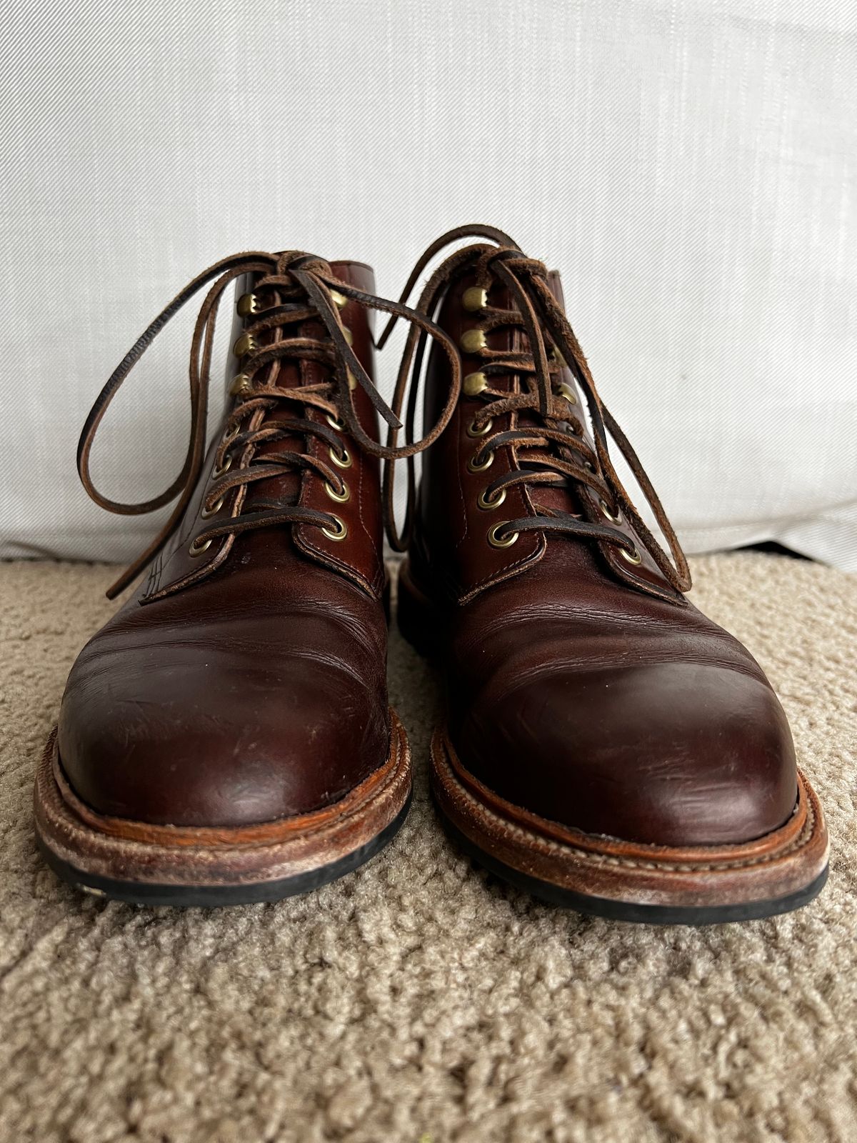 Photo by josiahmayo on January 4, 2023 of the Grant Stone Diesel Boot in Horween Crimson Chromexcel.