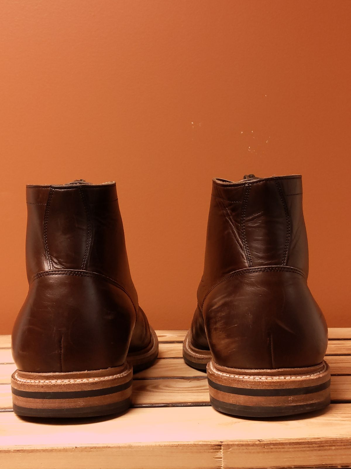 Photo by uriandries on December 4, 2023 of the Grant Stone Diesel Boot in Horween Crimson Chromexcel.