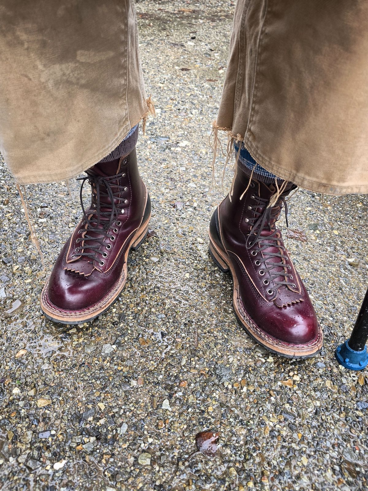 Photo by Akslavelabor on December 24, 2024 of the White's 350 7" Cutters in Seidel Burgundy Double Shot & Seidel Black Double Shot.