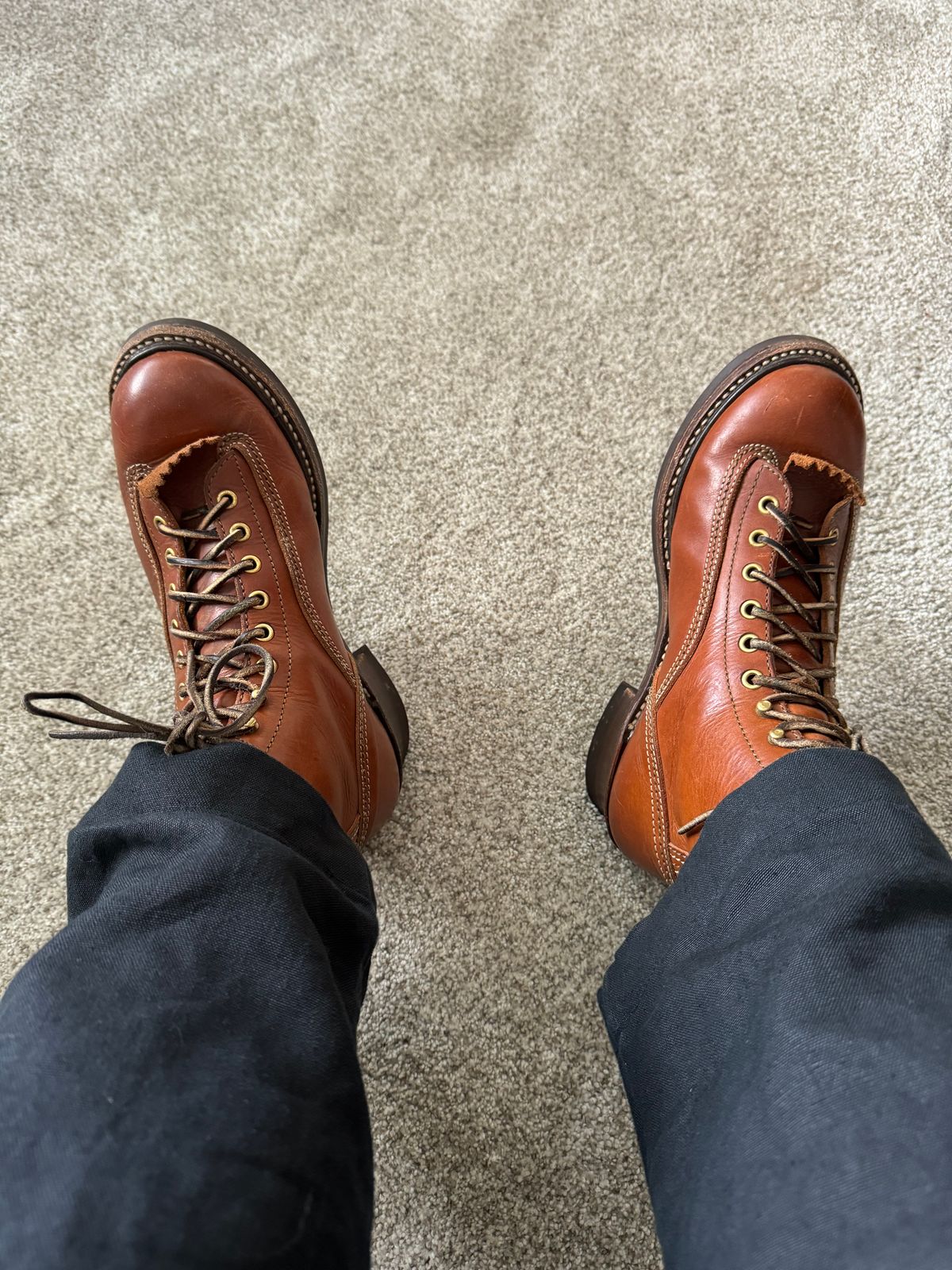 Photo by wildcat98 on April 5, 2024 of the John Lofgren Donkey Puncher Boots in Badalassi Carlo Cognac Minerva.