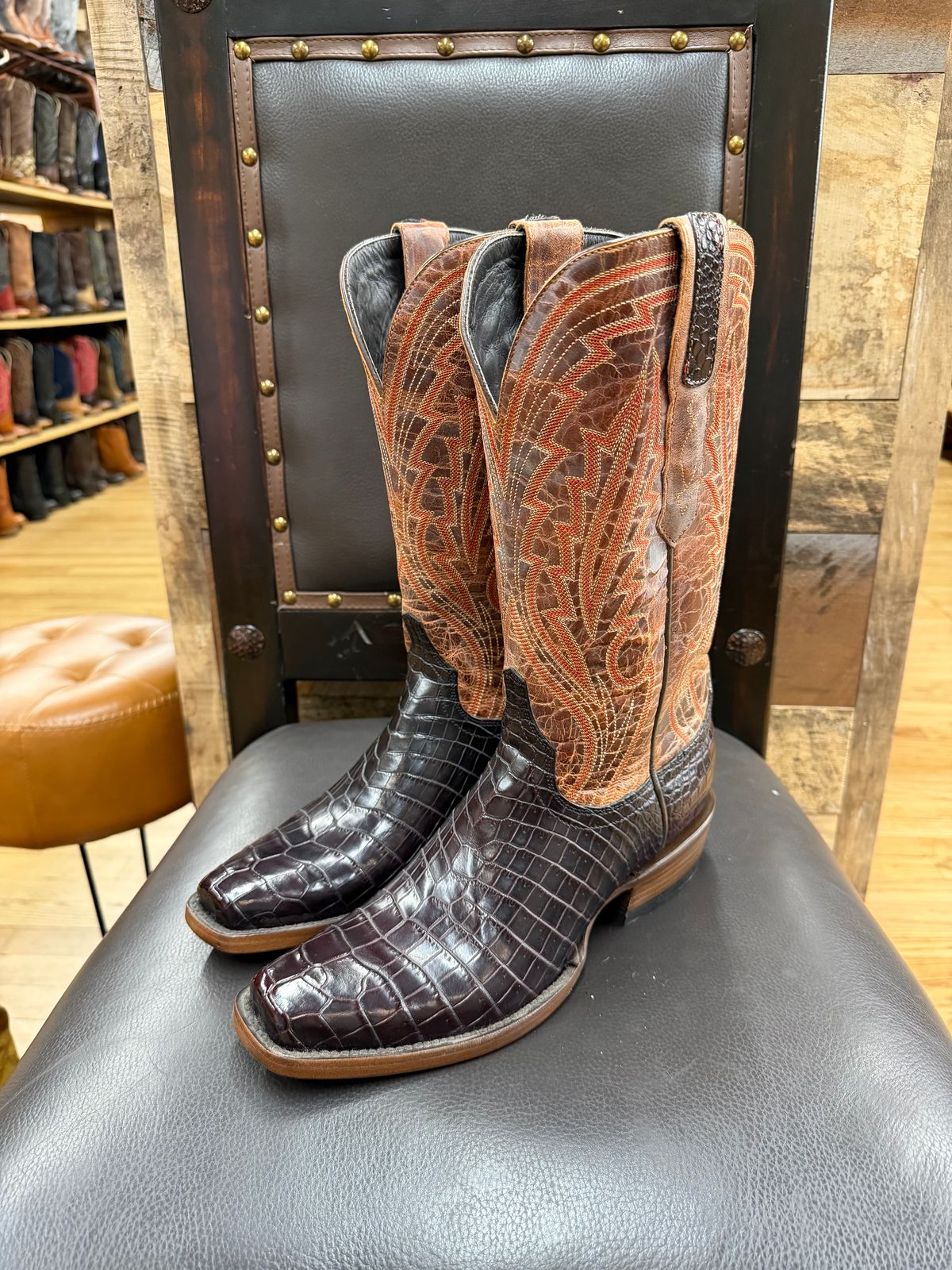 Photo by itsyaboisqueak on February 14, 2026 of the Allen’s Boots Cowboy in Nile Croc Belly.