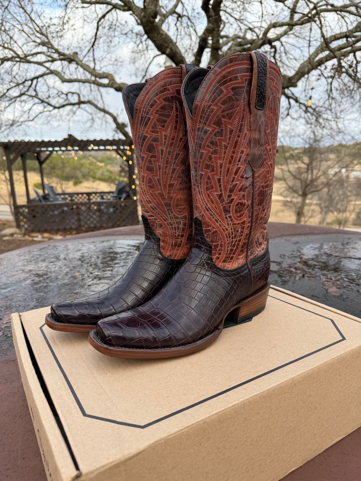 Photo by itsyaboisqueak on February 15, 2026 of the Allen’s Boots Cowboy in Nile Croc Belly.