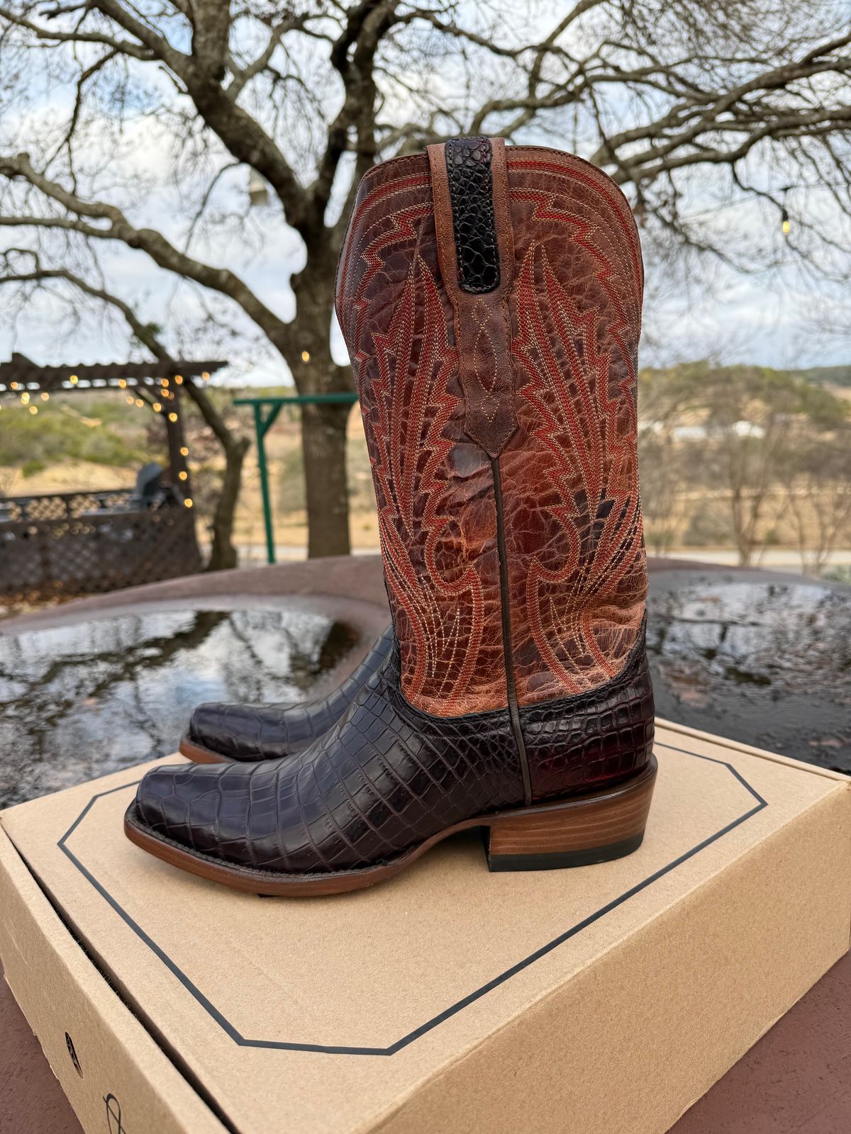 Photo by itsyaboisqueak on February 15, 2026 of the Allen’s Boots Cowboy in Nile Croc Belly.