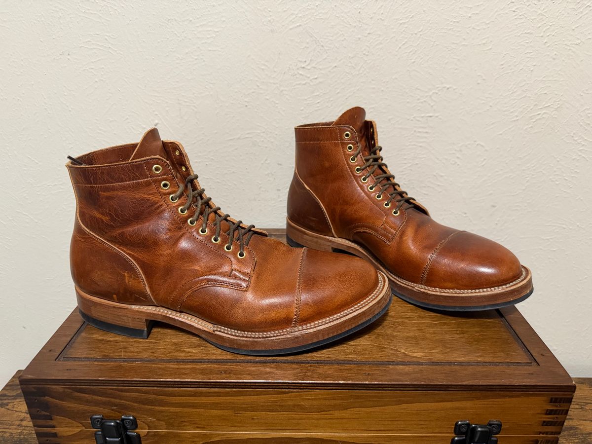 Photo by itsyaboisqueak on June 5, 2026 of the Viberg Service Boot in Horween English Tan Cypress.